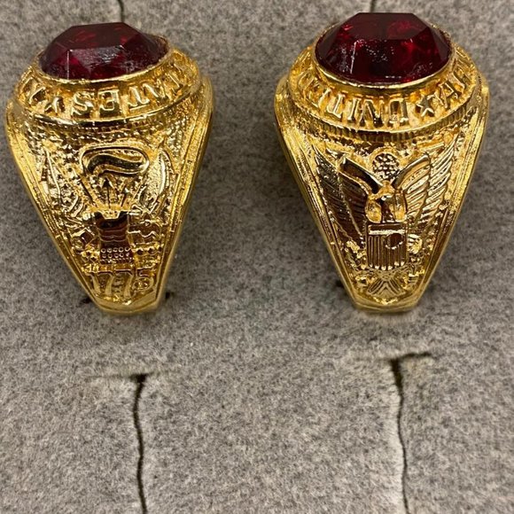 Army Ring Red crystal stone 1 Kt Gold US MADE NWT - Picture 4 of 5